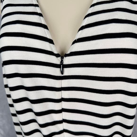 Worthington‎ Jumpsuit Womens Medium Black White Stripe Knit Cropped Wide Leg - Picture 3 of 16